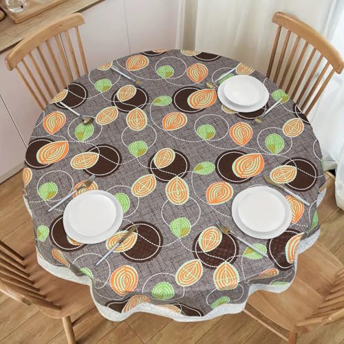Image of Dakshya Industries PVC Waterproof Round Table Cover for 4 Seater Dining Table | 60 Inch Round Printed Table Cover | Spill Proof, Oil Resistant, Heat Resistant, Wipe Clean