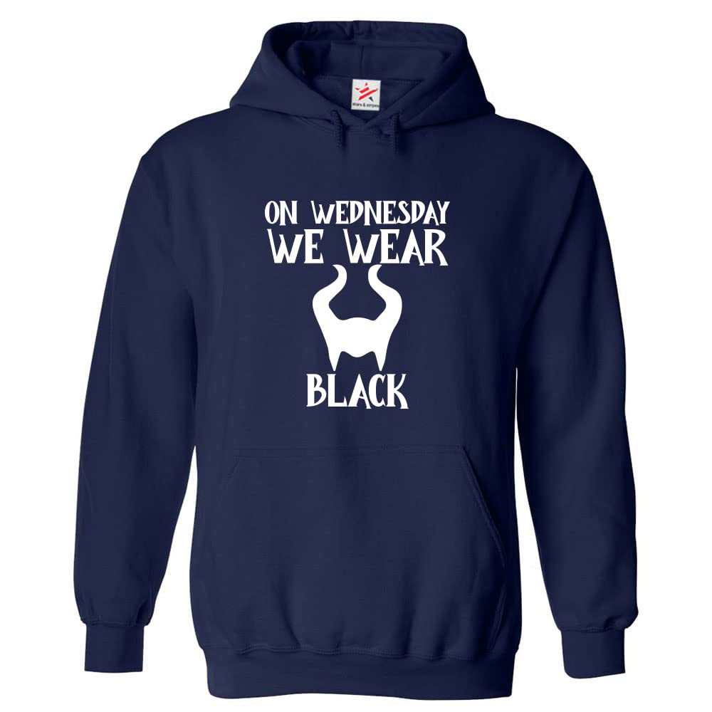 Stars and Stripes On Wednesday We Wear Black Unisex Classic Adults Pullover Hoodie For Black Lovers (XL, Navy)