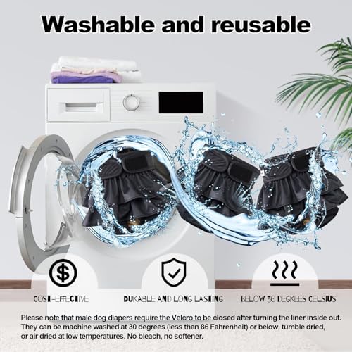 Image of Reusable Dog Diapers Female Large Washable, Premium Doggie Diaper for Dogs, Pack of 3, Highly Absorbent Dog Diaper for Heat, Incontinence and Puppy Training(L)