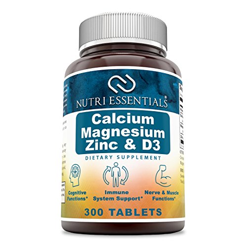 Nutri Essentials Calcium Magnesium Zinc + Vitamin D3 Tablets- Promotes Strong Bones & Teeth, Support Nerve & Muscle Function* (300 Count)