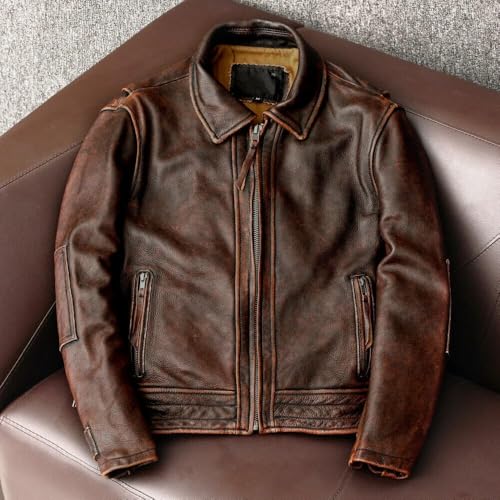 Zulin Men Brown Vintage Leather Jacket - Tan Distressed Motorcycle Leather Jacket - Cafe Racer Leather Jacket3