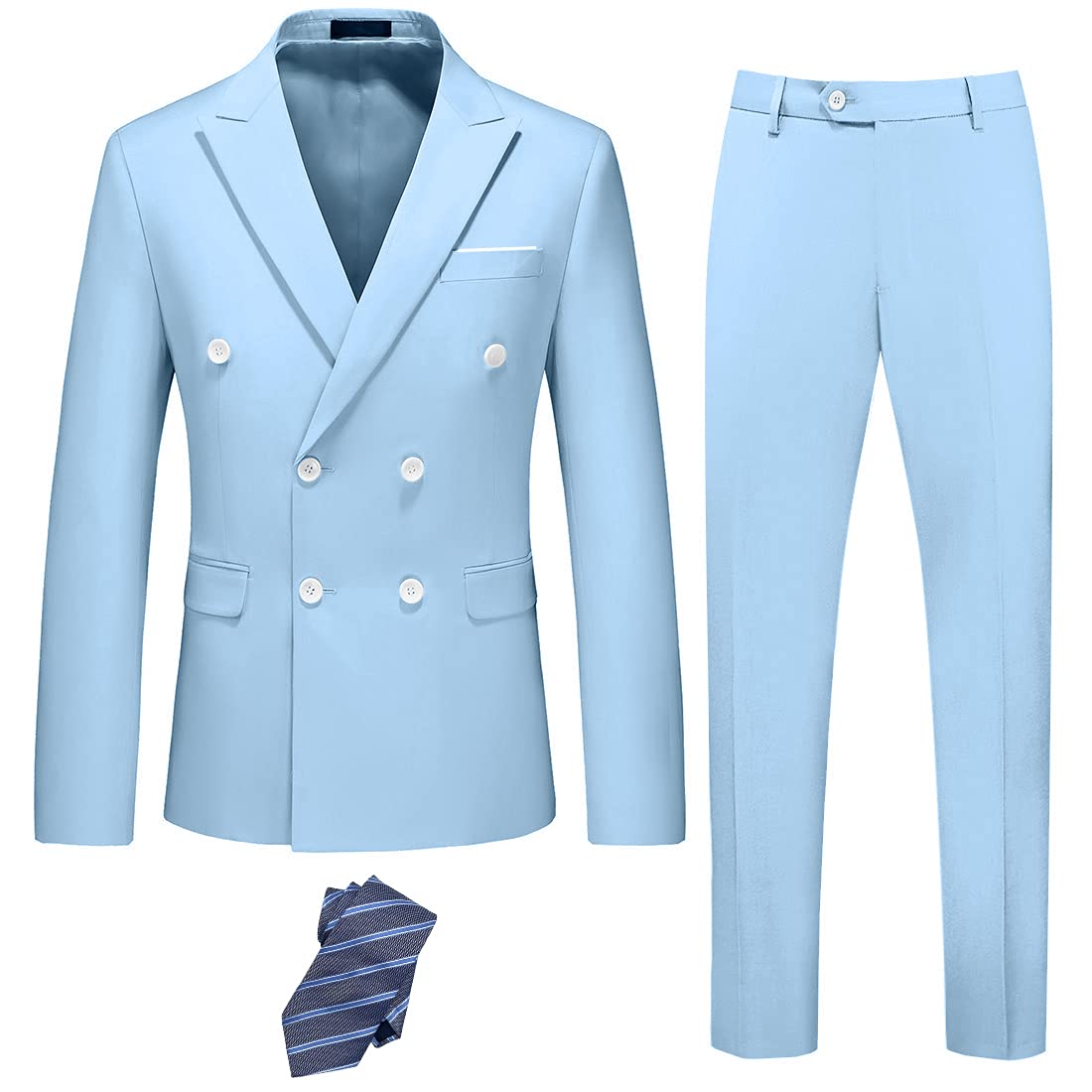 YND Men's Slim Fit 3 Piece Suit Stretch Fabric, Large 