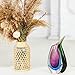 Luxury Lane Hand Blown Multicolor Sommerso Teardrop Art Glass Vase with Angled...