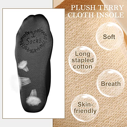 Ice Silk No Show Socks - 10 Pairs, Low Cut, Nonslip, Invisible, Thin (Black, Nude)3