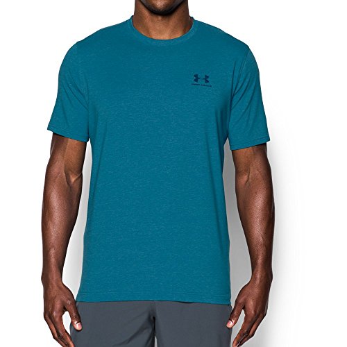 Image of Under Armour Men's Round Neck T-Shirt (190510254731 1257616 Small Bayou Blue /Midnight Navy)