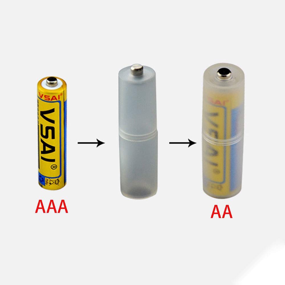 Batteriehalter-Konverter, AAA auf AA-Adapter, Kunststoffzelle, Batteriegrößen-Konverter, Halter, Adapter, durchscheinend, 50 Stück