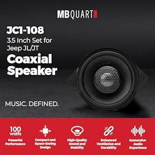 MB Quart 3.5” Coaxial Speaker Set for Jeep Wrangler JL/Gladiator JT, Front Dash or Rear Soundbar Upgrade, Direct Fit Car Audio with OEM Wiring, Black