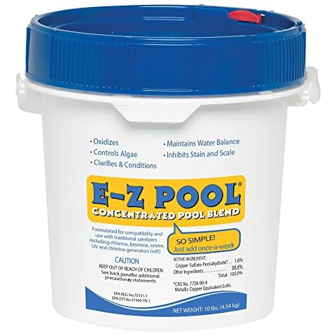E-Z Pool Weekly All in 1 Concentrated Outdoor Swimming Pool Care Solution Blend with Copper Sulfate and Oxygen Enriching Formula, 10 Pound Bucket Cover