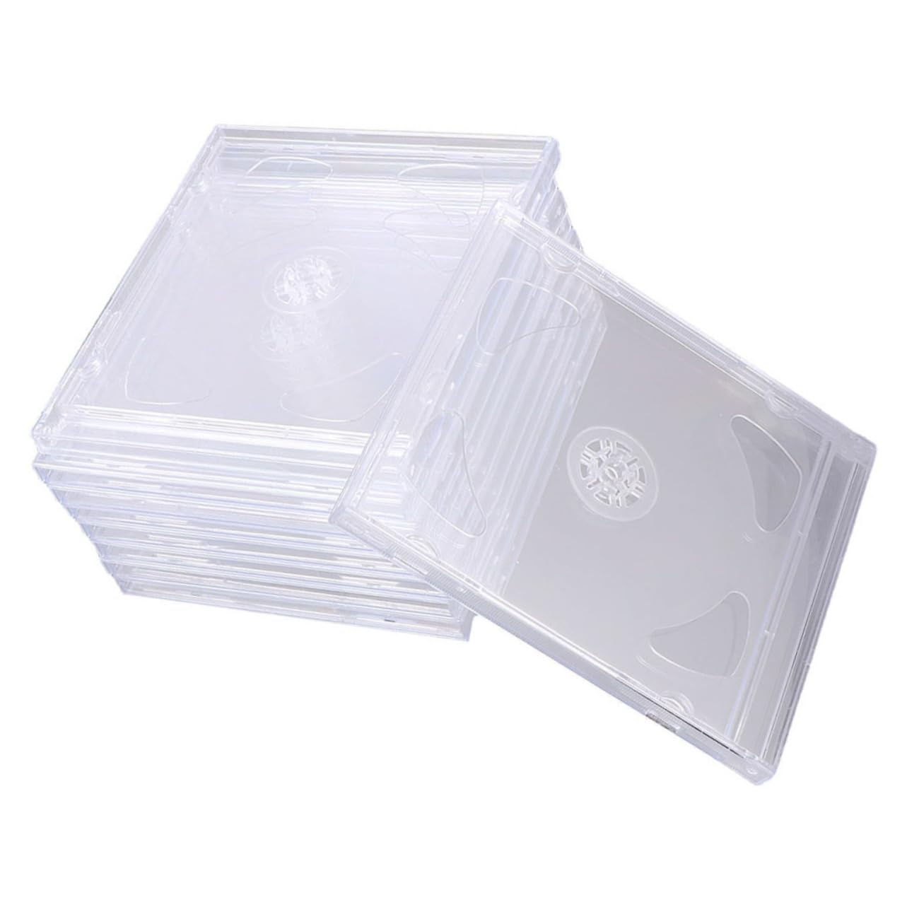 GRIRIW 9pcs Transparent Acrylic Double CD Jewel Cases Dvd Holders for CD Storage Portable Organizer for Music Game and Discs Lightweight and Compact Design