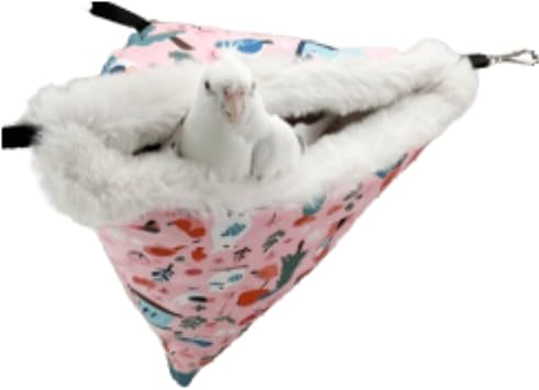 Bird Nest House, Winter Warm Hanging Hammock, Bird Bed Corner Snuggle Hut for Cage, Save Space, Suitable for Parakeets Budgies Caique Conures Cockatiels Lovebirds Quakers Pink,M