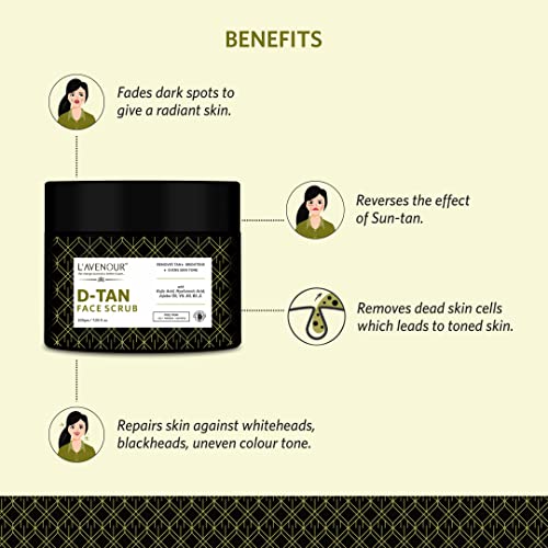 Image of L'avenour D-Tan Face Scrub For Deep Exfoliation, Remove Tan, Blackhead & Dead Skin Remover 200gm