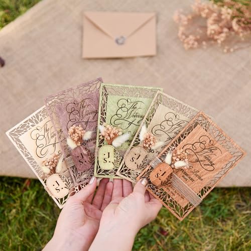 Trendprintstore Floral Wooden Wedding Invitations & Gypsophila Flowers thumb #2