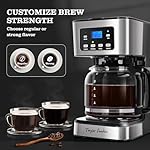 Taylor Swoden 12-Cup Programmable Coffee Maker, Regular & Strong Brew Drip Coffee Machine for Home and Office, Glass Carafe, Pause & Serve, Auto Shut Off, Black & Stainless Steel - Image 3