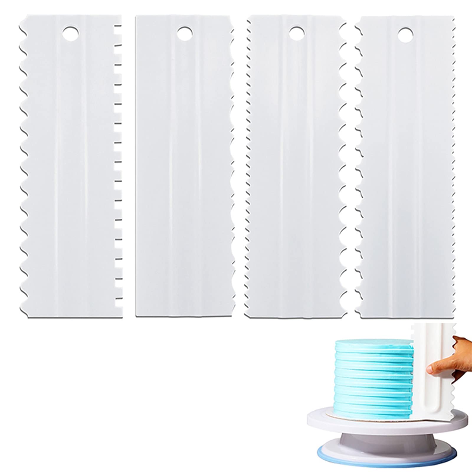 4 Raschietti Per Decorare Torte - Pettini Per Crema Al Burro Con 8 Forme Diverse, Ideali Per Cake Design - Foto 5