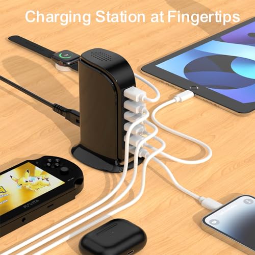 Image of USB Charger Block with Type C, 6-Port Chargers for Multiple Devices, USB Charging Hub with Smart IC, Charger Station for Phone /Tablet /Gaming, Wall Charger Adapter Compact&Portable
