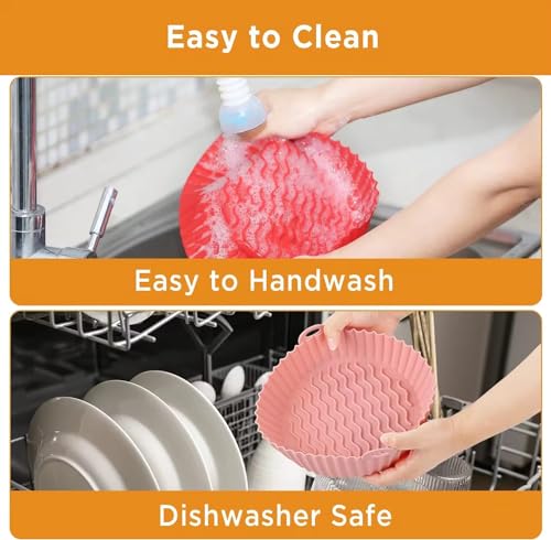 Image of Air Fryer Silicone Round Shape Liners Basket Reusable Baking Tray Cooking Parchment Liner Paper Bowl Oven Accessories Ideal for Home (Top 6.5in / Bottom 5.5in) (Pack of 4)