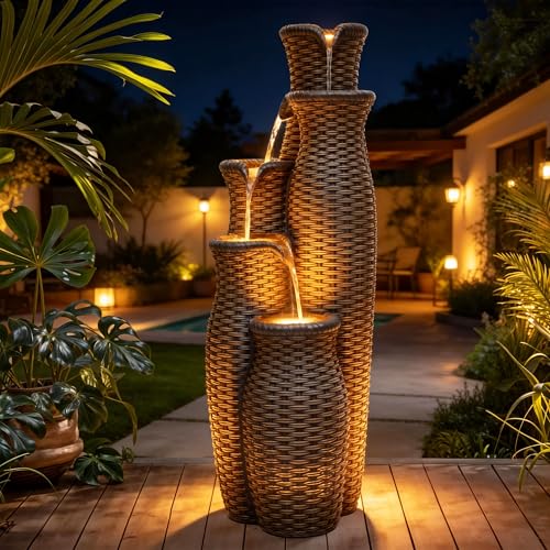 Autodaya Faux Rattan Vase Fountain