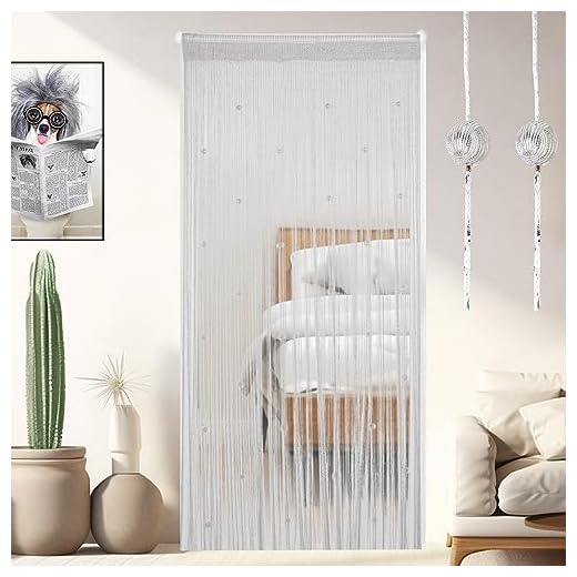 OSVINO 2 cortinas de perlas blancas de 100 x 200 cm, cortina de cristal para puerta, separador de ambientes, cortina de ventana, cortina colgante para pantalla, para decoración de fiestas