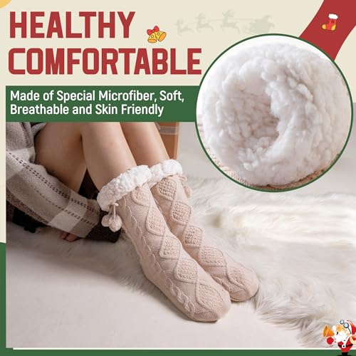 DoSmart Womens Fuzzy Slipper Socks Winter Thermal Snowflake Fleece Lining Christmas Stockings Fluffy Warm Indoor Home Socks2
