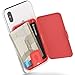 Sinjimoru Porte-Carte Téléphone, Étui Cartes Autocollant, Portefeuille Femme/Homme, Porte-Monnaie Casier pour iPhones, Androids, Téléphones Portables, Card Zip, Rouge Corail