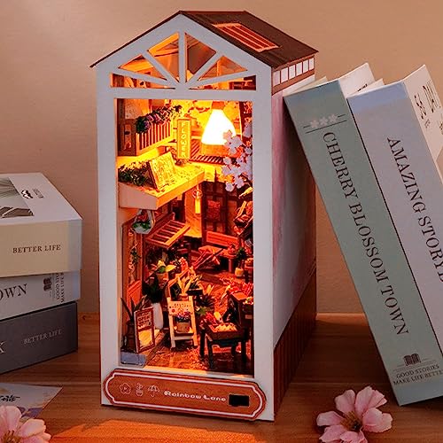 SUNDEER DIY Book Nook Kit, Wooden Book Nook Dollhouse Kit, Diy Miniature House Kit, 3D Miniature kit Decorative Bookcase - Image 2