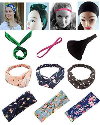 MSCOLOG Head Wraps for Women, No Slip Cloth Headbands Boho Yoga Running Soccer