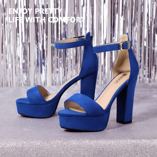 IDIFU Women's Platform Chunky High Heel Sexy Sandals Ankle Strap Open Toe Heeled Shoes for Wedding Party Evening4
