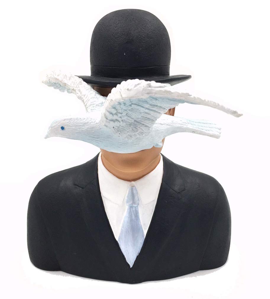 Sculpture - The Man wiht the Bowler Hat - 16cm, replica based on a printing by Rene Magritte #04, White