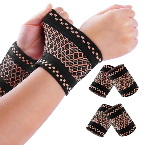 XFSRG Weiches Handgelenk Bandagen 2 Paar Set Atmungsaktive Wrist Wrap Handgelenkstütze für Fitness Bodybuilding Krafttraining Gelenkstütze Handgelenkschoner （Kupfer S）
