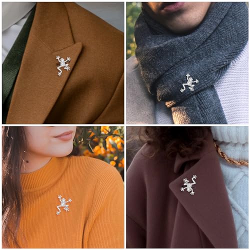 Silver Tone Frog Brooches Pins for Men，boy and girl suit with Gitf Box4