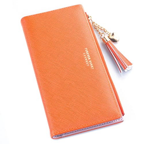 Image of Valentoria Womens Wallet Cute Elegant Long Slim Card Holder Case Minimalist Coin Purse Thin Tassels Zip Clutch Wallets for Girls Ladies | Cute