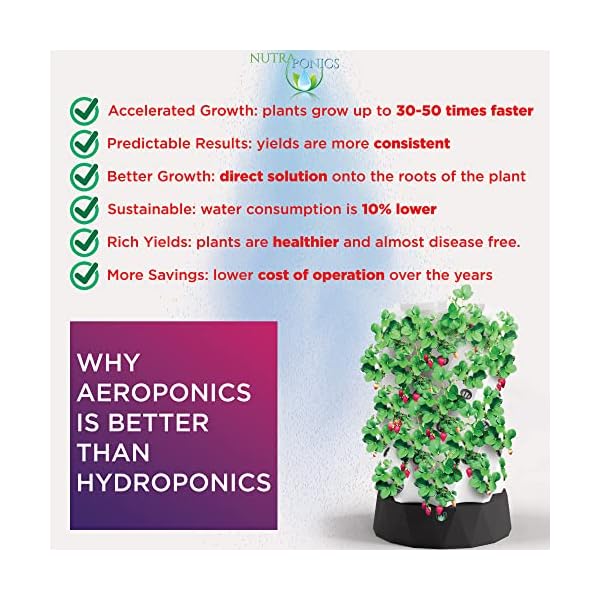 Nutraponics Hydroponic Systems Aeroponic Tower Garden with LED Grow