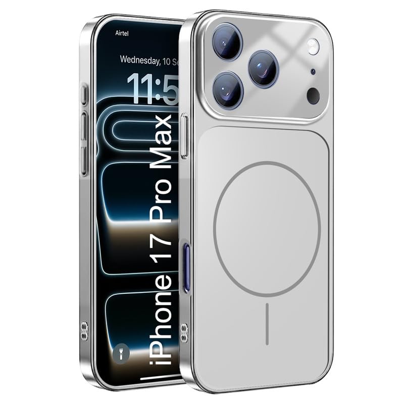 Image of LuxuryKase Converter Case for iPhone 17 Pro Max | Premium Protective MagSafe Cover | iPhone 17 Pro Series Style Design | in Built Camera Guard | Wireless Charging Compatible - Silver