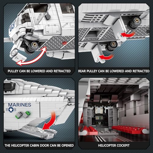 Reobrix 33037 CH-53E Super Hengst Transport Hubschrauber Bausteine Set, 2192 PCS Flugzeug Modell Bausätze, pädagogische Spielzeug Geschenke für Kind und Erwachsene