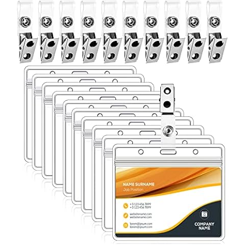 50Pcs Clear Badge Holders and Clips Cover