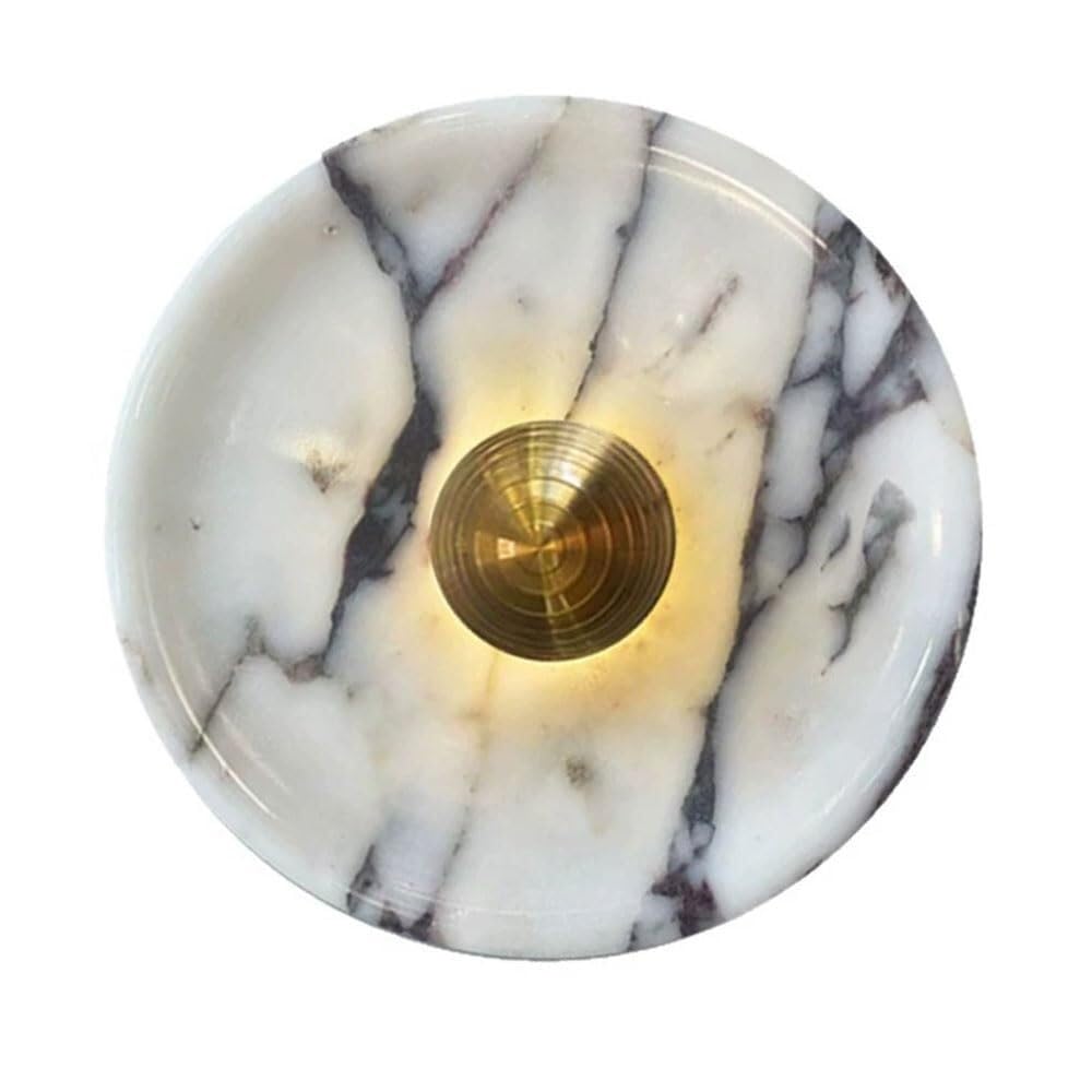 KXEcoLife Wall lights for bedroom Sconce LED Lamp Round Marble with Brass Accents Hardwired Ambient Lighting Fixture Bedroom Living Room Hallway Bedside Decor(Gold 20cm)