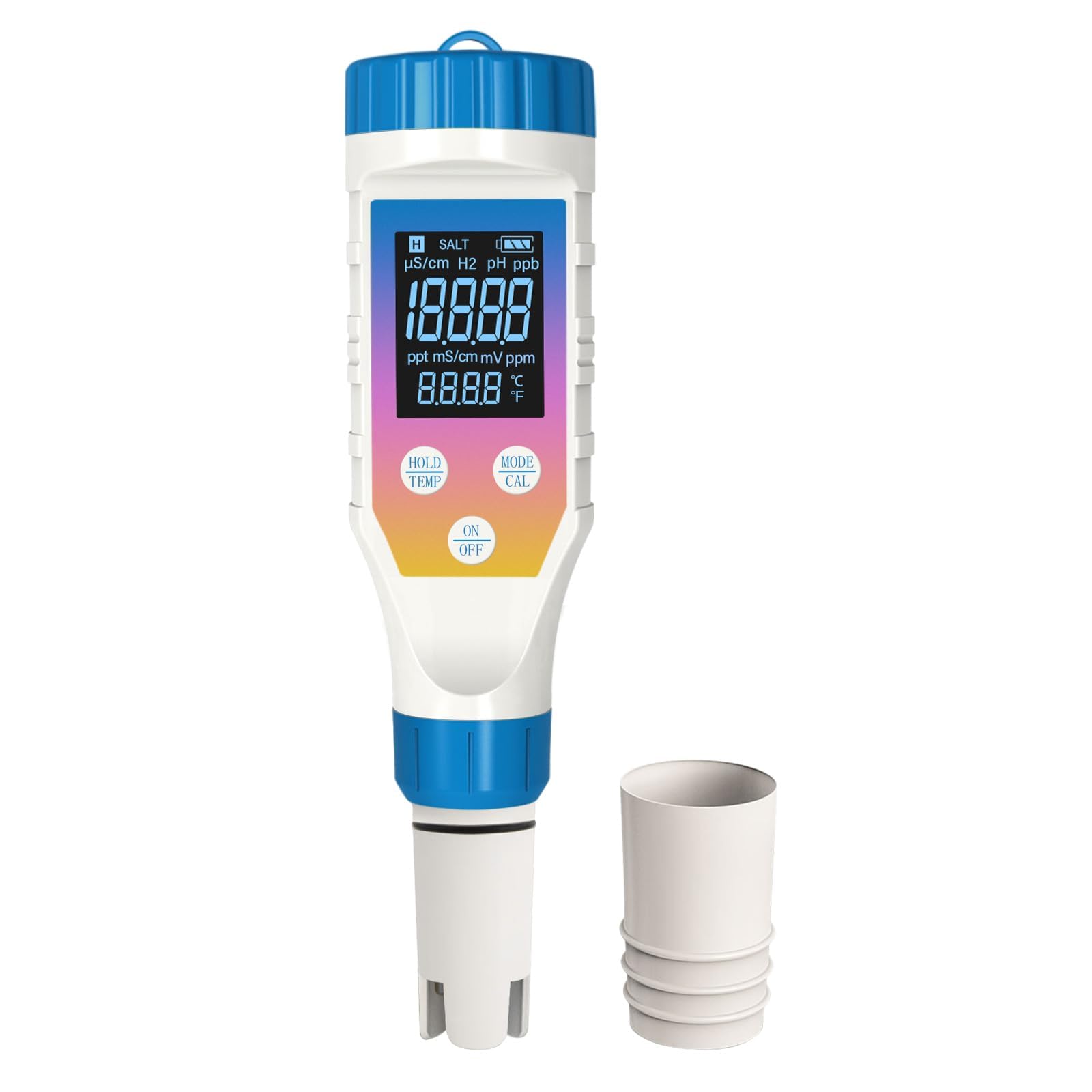 Yewhick Hydrogen Water Tester Meter for Hydrogen Water Bottle, 7-in-1 H2 TMEP EC TDS Salt pH ORP Meter, TDS Meter Digital Water Tester for Drinking Water, Filtered Water, pH Tester for Juice, Coffee