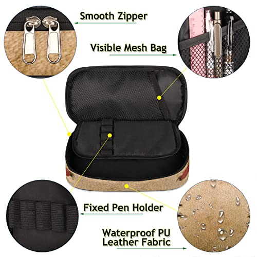 Image of Pardick Sport Big Capacity Pencil Pen Case Old Baseball Large Pencil Pouch with Zipper Compartments Pencil Bag for Boys Girls Adults Student Office School Supplies