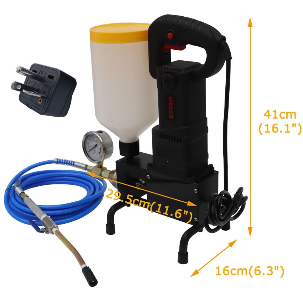 PreAsion 220V High Pressure Grouting Machine 1100W Electric Grout Gun Grouting Injection Pump High Pressure Leak Stoppage Machine for Concrete Repair Waterproofing Crack Repair