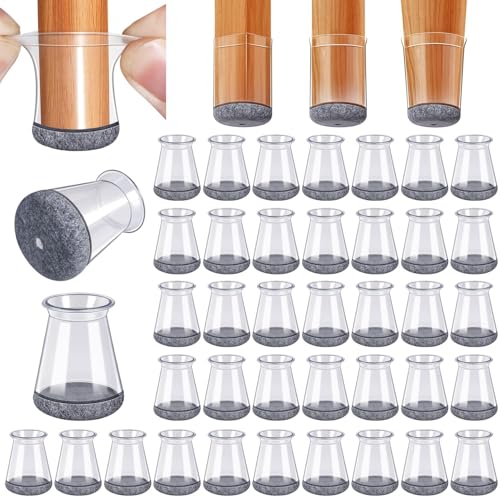 Image of 40 Pack Extra Small Chair Leg Floor Protectors Silicone Covers to Protect Floors(Universal XS Clear Fit 0.5 inch-0.9 inch)
