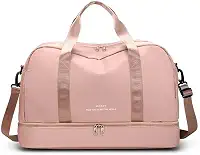 Bolsa de Viagem com Compartimento para Sapatos, Cinza e Rosa, Alça Transversal, Mala Esportiva para Academia e Viagens (Rosa)