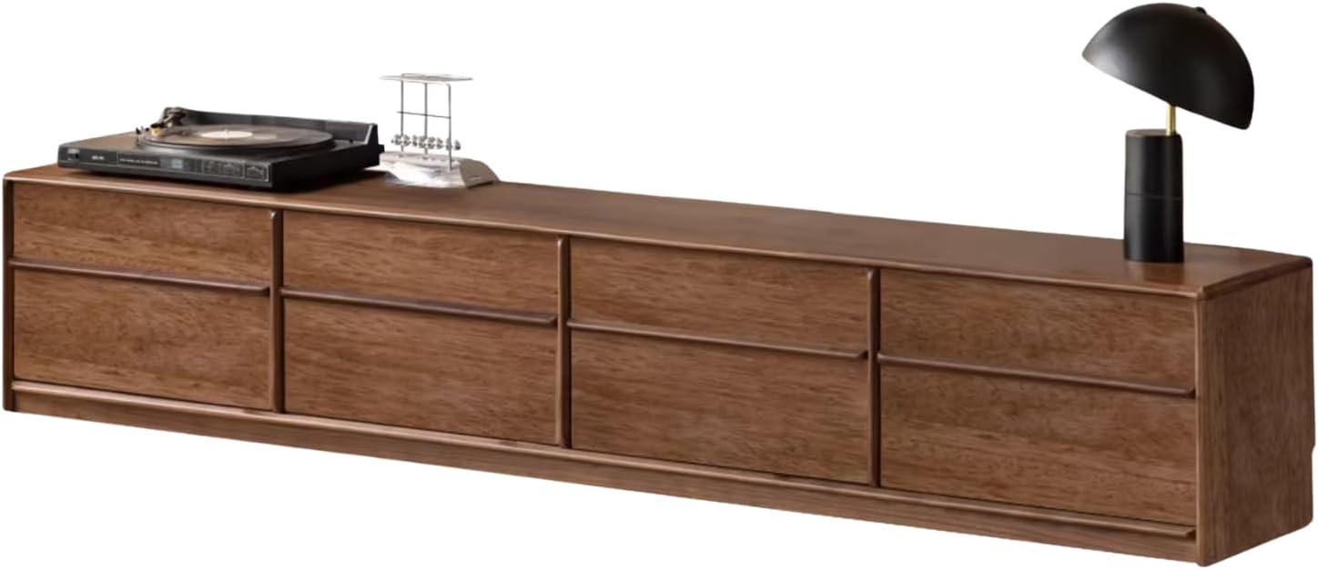 GVAwood Black Walnut, Sandalwood, White Ash, Ash, Oak Solid Wood Italian Light Luxury Floor TV Cabinet. 94.5x15.7x17.3 inch / 240x40x44 cm/Rich Dark Walnut Color/Black Walnut TV Cabinet
