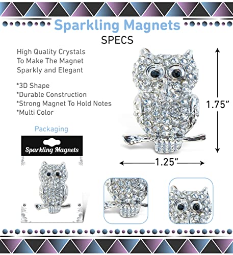 Imán Decorativo Búho Brillante Plata 1.75 pulgadas miniatura 3