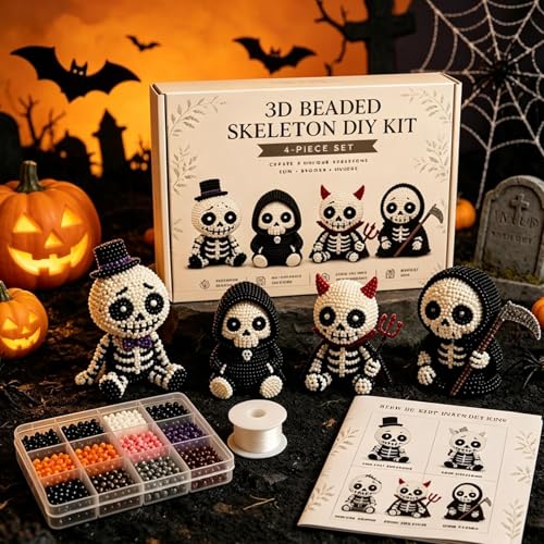 Kits bordado cuenta esqueleto 3D y abalorios para joyería artesanal 5