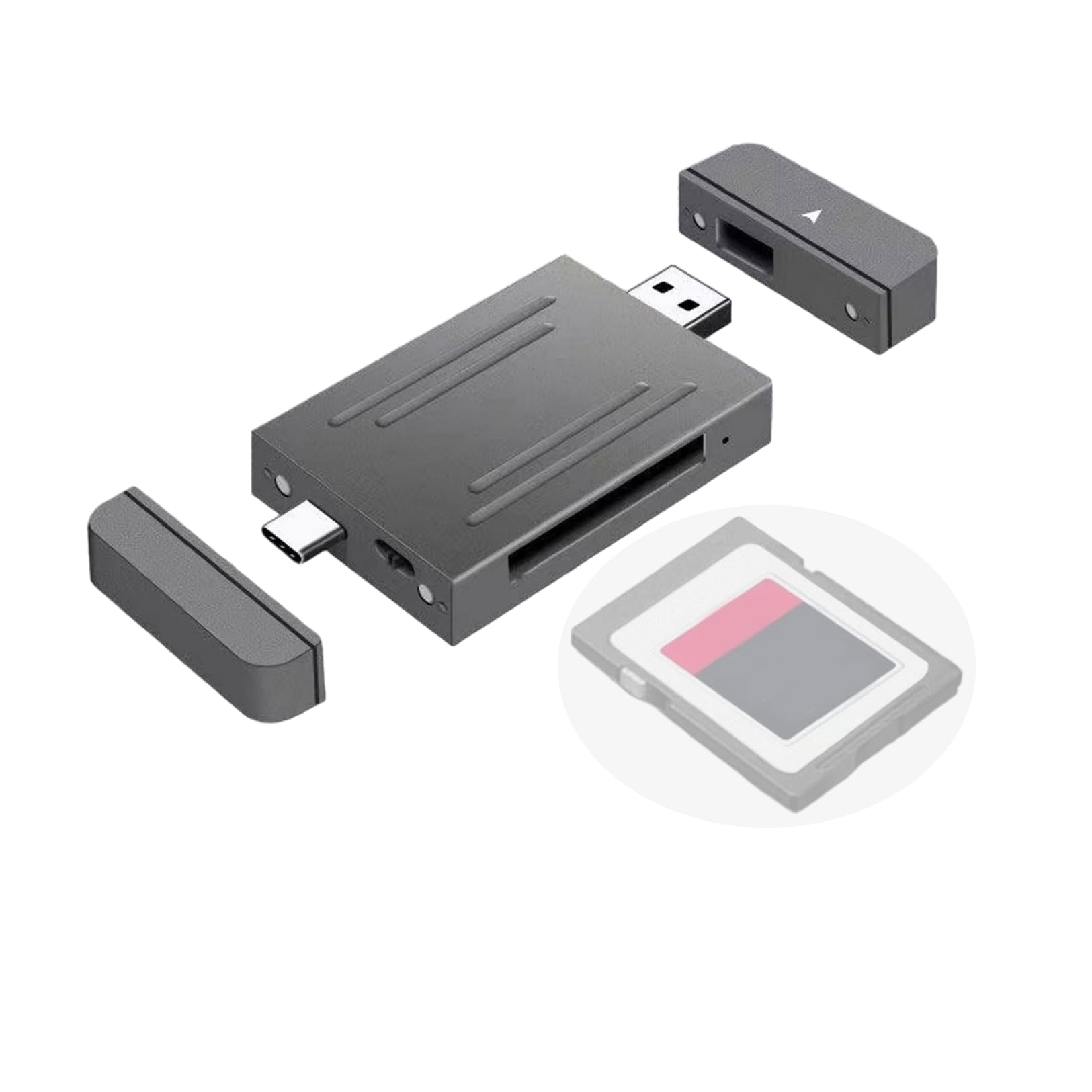 2 Steckplatzkartenleser, 10Gbit/s Typ C USB Tragbarer Speicherkarten -Leser -Speicherkartenleser 2TB Speicherkartenadapter Unterstützung OTG -Laufwerk Frei für R5/Z6/Z7