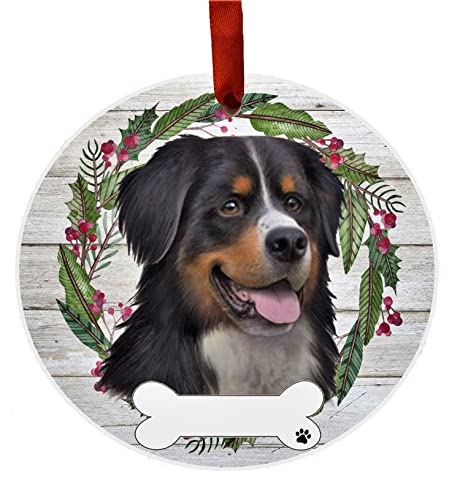 E&S Imports Bernese Mountain Ornament - Pets DIY Personalizable Dog Gifts Ceramic Round with Glazed Finish X-mas Decoration Christmas Ornaments Craft for Pet Lovers