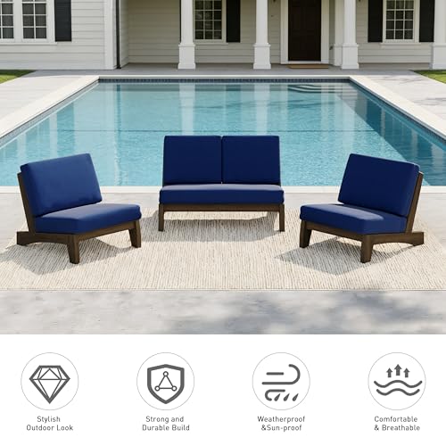 Image of Pia Ricoo 4 Piece Patio Furniture Sets, Outdoor Loveseat Sofa Set with 2 Chairs & Coffee Table, Patio Conversation Set for Backyard, Deck, Lawn, Navy