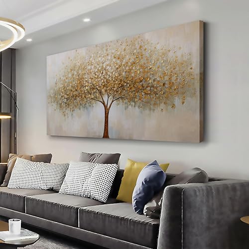 VHMING Wall Art Abstract Gold Tree of Life Modern Artwork Canvas Painting Textured Tree Pictures Wall Decor for Living Room Bedroom Dining Room Home Office Decor 29