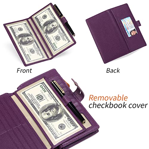 SENDEFN Women's Wallet Large Capacity RFID Blocking Leather Wallets Credit Cards Organizer with Checkbook Holder3