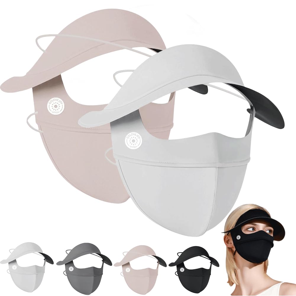 Ice Silk Vinyl Full Face Sunscreen Mask,UPF 50+ UV Protection Cooling Mask,Anti-UV Full Face Mask Ice Silk